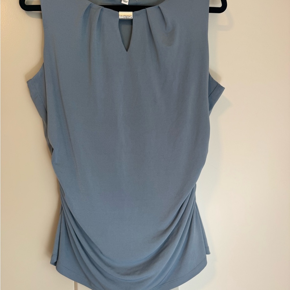 Calvin Klein Soft Blue Drape Blouse